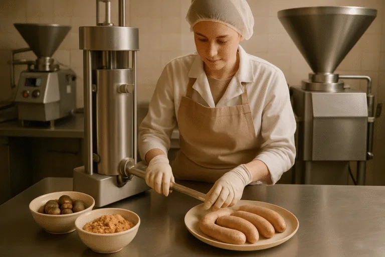 Herstellung von Wurst mit Schneckenfleisch